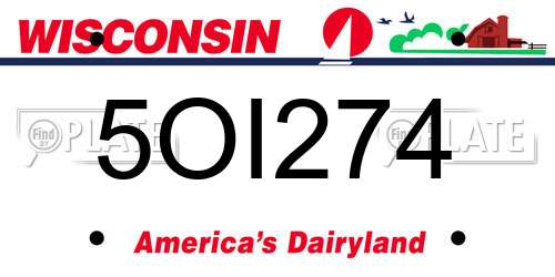 5OI274 Wisconsin License Plate
