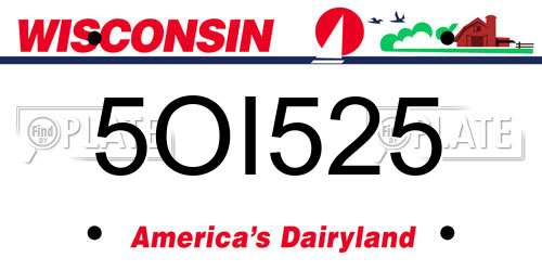 5OI525 Wisconsin License Plate