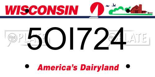5OI724 Wisconsin License Plate