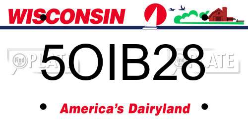 5OIB28 Wisconsin License Plate