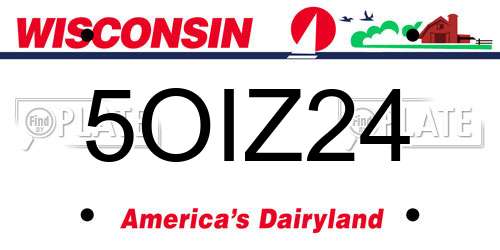 5OIZ24 Wisconsin License Plate