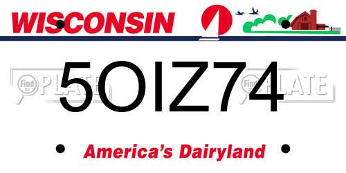 5OIZ74 Wisconsin License Plate
