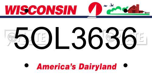 5OL3636 Wisconsin License Plate
