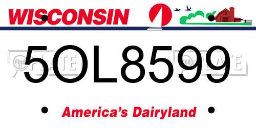 5OL8599 Wisconsin License Plate