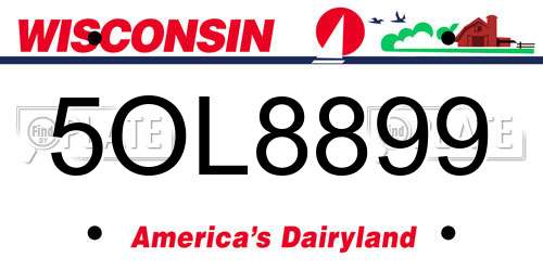5OL8899 Wisconsin License Plate