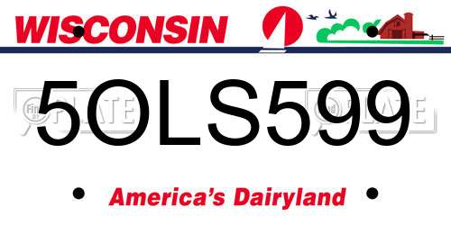 5OLS599 Wisconsin License Plate