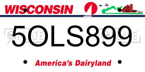 5OLS899 Wisconsin License Plate