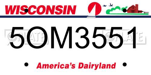5OM3551 Wisconsin License Plate