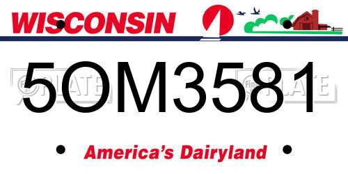 5OM3581 Wisconsin License Plate