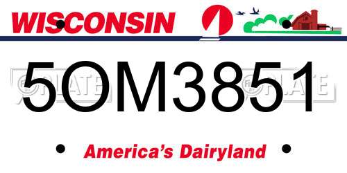 5OM3851 Wisconsin License Plate