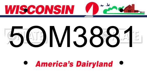 5OM3881 Wisconsin License Plate