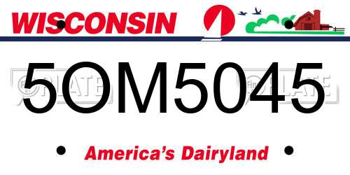 5OM5045 Wisconsin License Plate