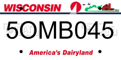 5OMB045 Wisconsin License Plate