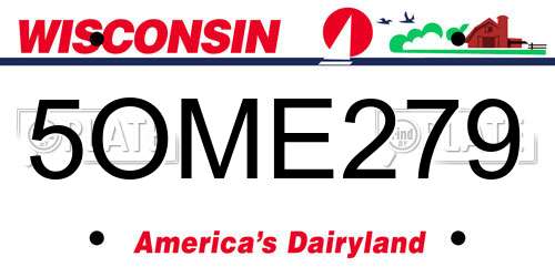 5OME279 Wisconsin License Plate