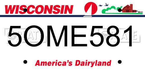 5OME581 Wisconsin License Plate