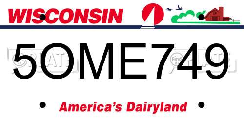 5OME749 Wisconsin License Plate