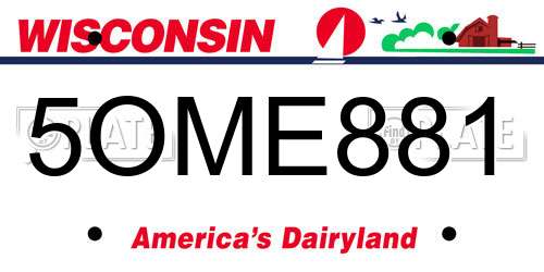 5OME881 Wisconsin License Plate