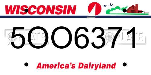 5OO6371 Wisconsin License Plate