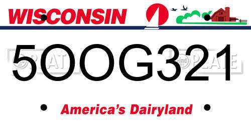 5OOG321 Wisconsin License Plate