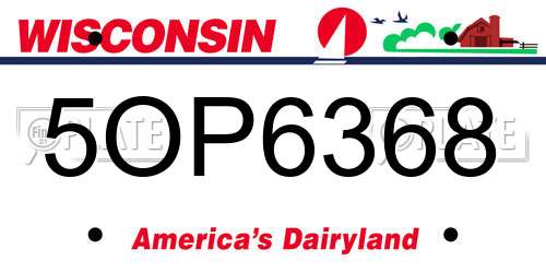 5OP6368 Wisconsin License Plate