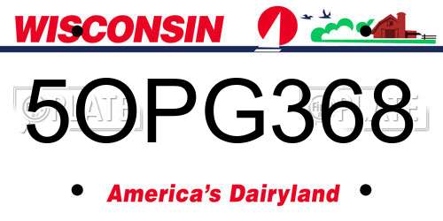 5OPG368 Wisconsin License Plate