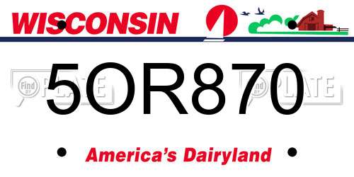 5OR870 Wisconsin License Plate
