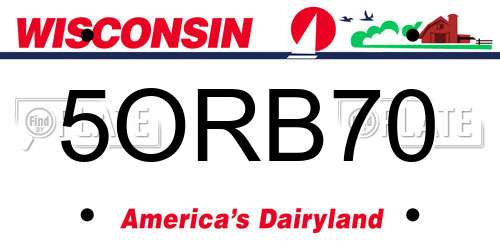 5ORB70 Wisconsin License Plate