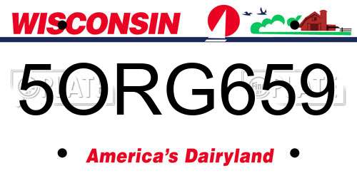 5ORG659 Wisconsin License Plate