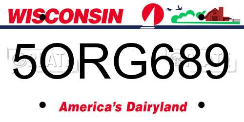 5ORG689 Wisconsin License Plate