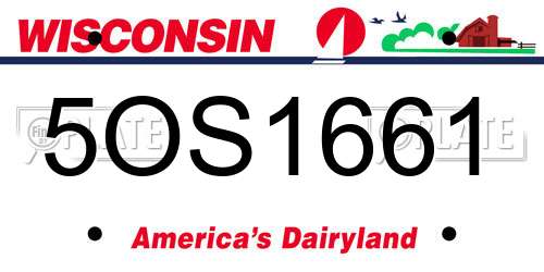 5OS1661 Wisconsin License Plate