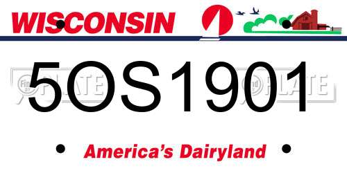 5OS1901 Wisconsin License Plate