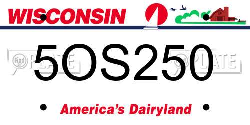 5OS250 Wisconsin License Plate