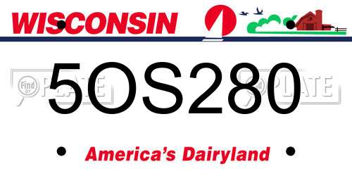 5OS280 Wisconsin License Plate