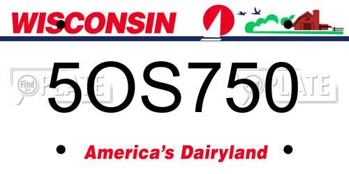 5OS750 Wisconsin License Plate