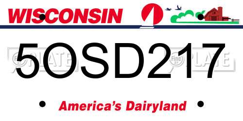 5OSD217 Wisconsin License Plate