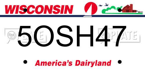 5OSH47 Wisconsin License Plate