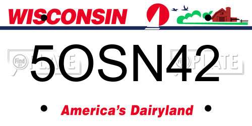 5OSN42 Wisconsin License Plate