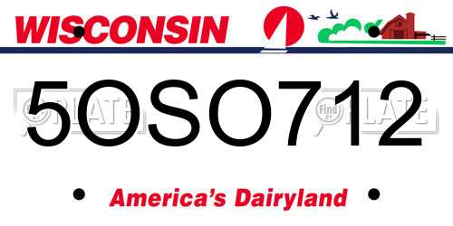 5OSO712 Wisconsin License Plate