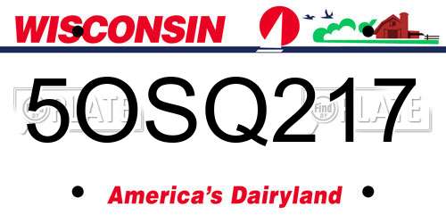 5OSQ217 Wisconsin License Plate