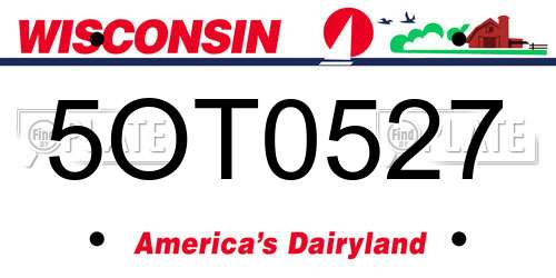5OT0527 Wisconsin License Plate