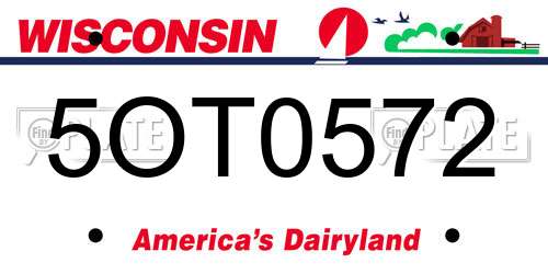 5OT0572 Wisconsin License Plate