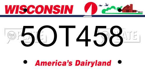 5OT458 Wisconsin License Plate