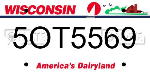 5OT5569 Wisconsin License Plate