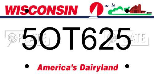 5OT625 Wisconsin License Plate
