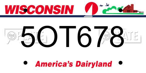 5OT678 Wisconsin License Plate