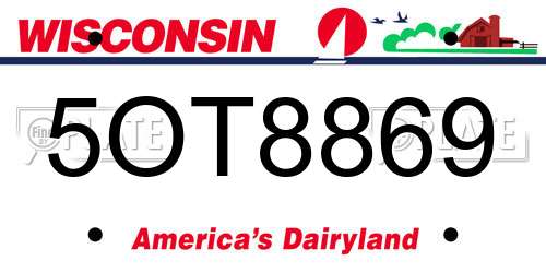 5OT8869 Wisconsin License Plate