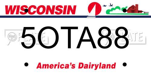 5OTA88 Wisconsin License Plate