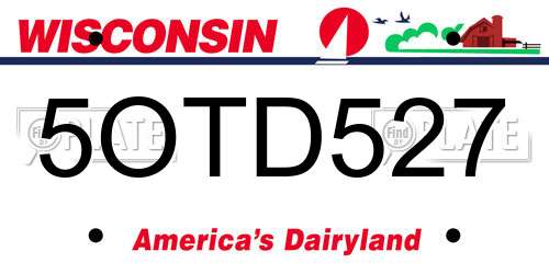 5OTD527 Wisconsin License Plate