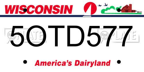 5OTD577 Wisconsin License Plate