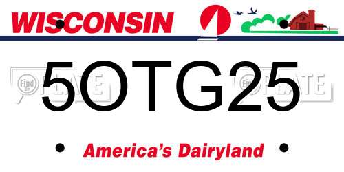 5OTG25 Wisconsin License Plate